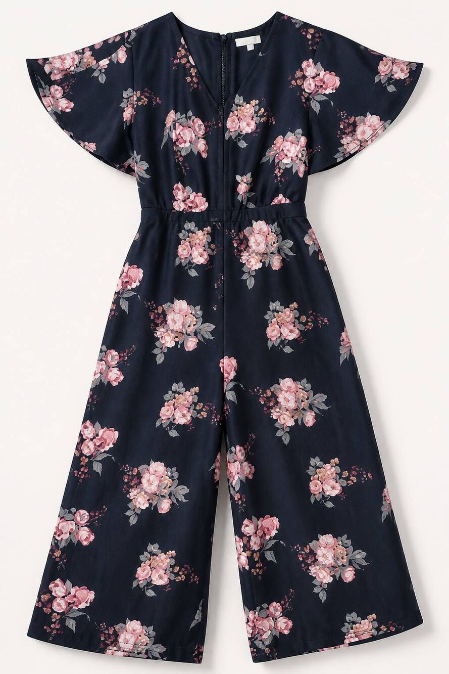 🔹️NWT June & Hudson Black Floral Flutter Sleeve Wide Leg Jumpsuit Medium
